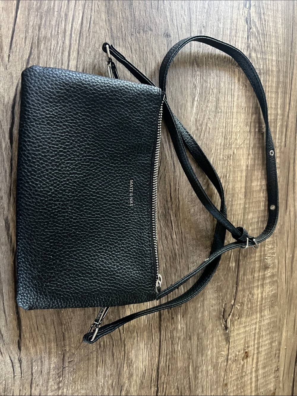 Matt & Nat Black Pebbled Textured Crossbody